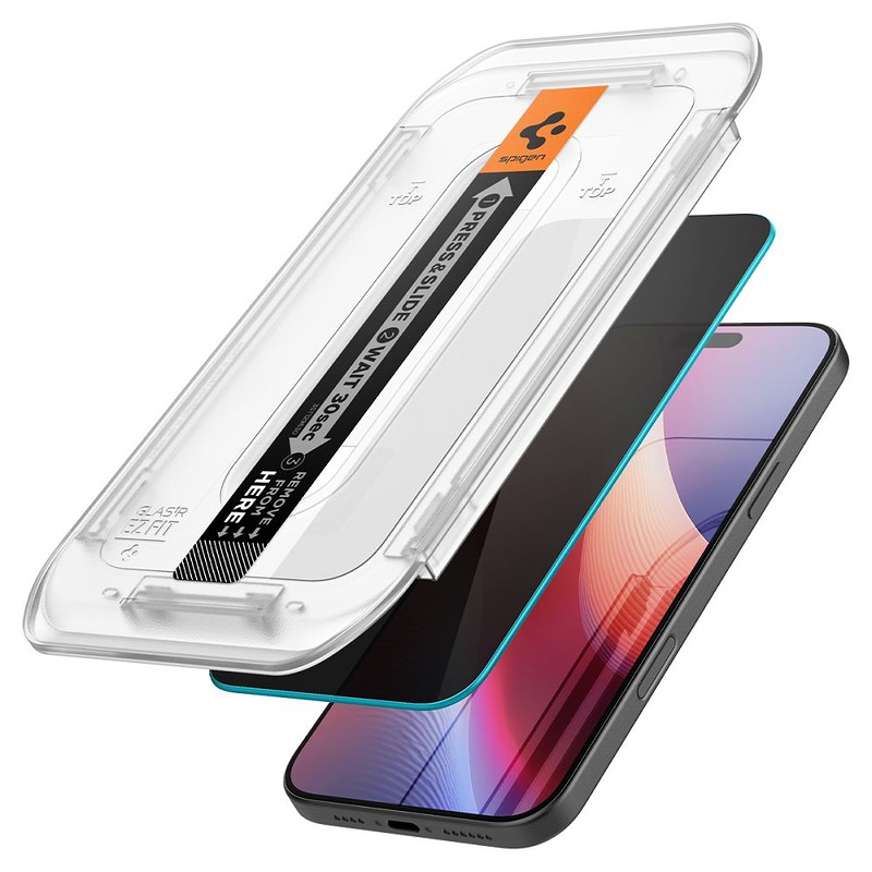 Spigen Glas.Tr ”Ez Fit” 2-Pack for iPhone 16 Pro 6,3" privacy - Billede 2