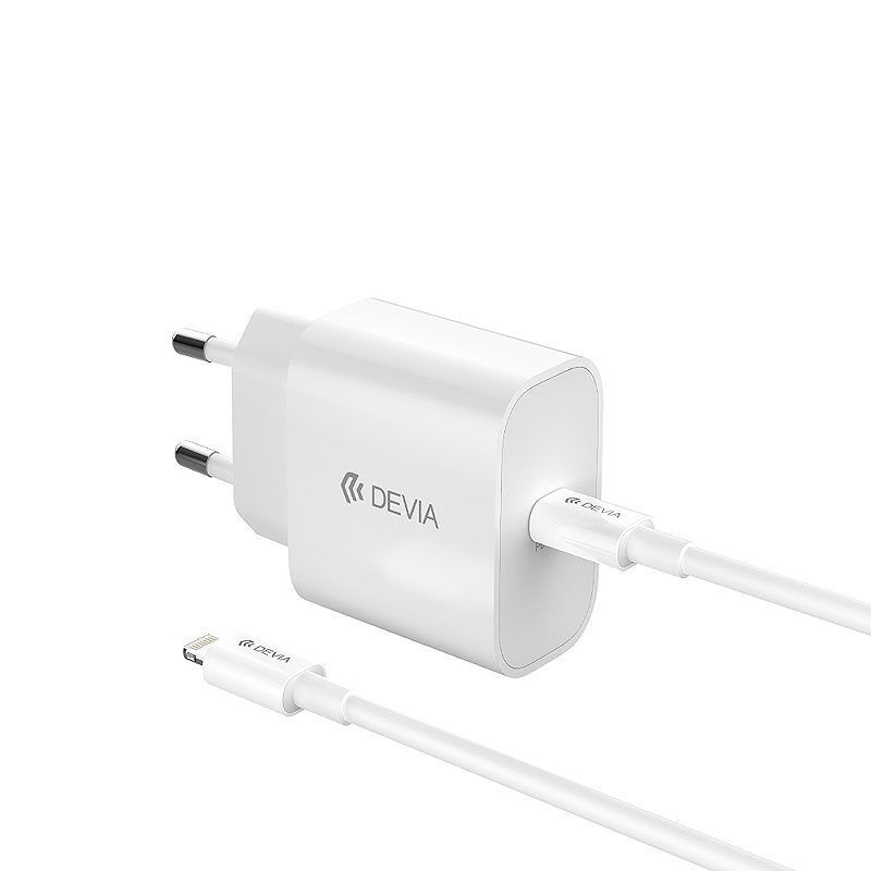Devia wall charger Smart PD GaN 30W 1x USB-C white + cable USB-C - Lightning