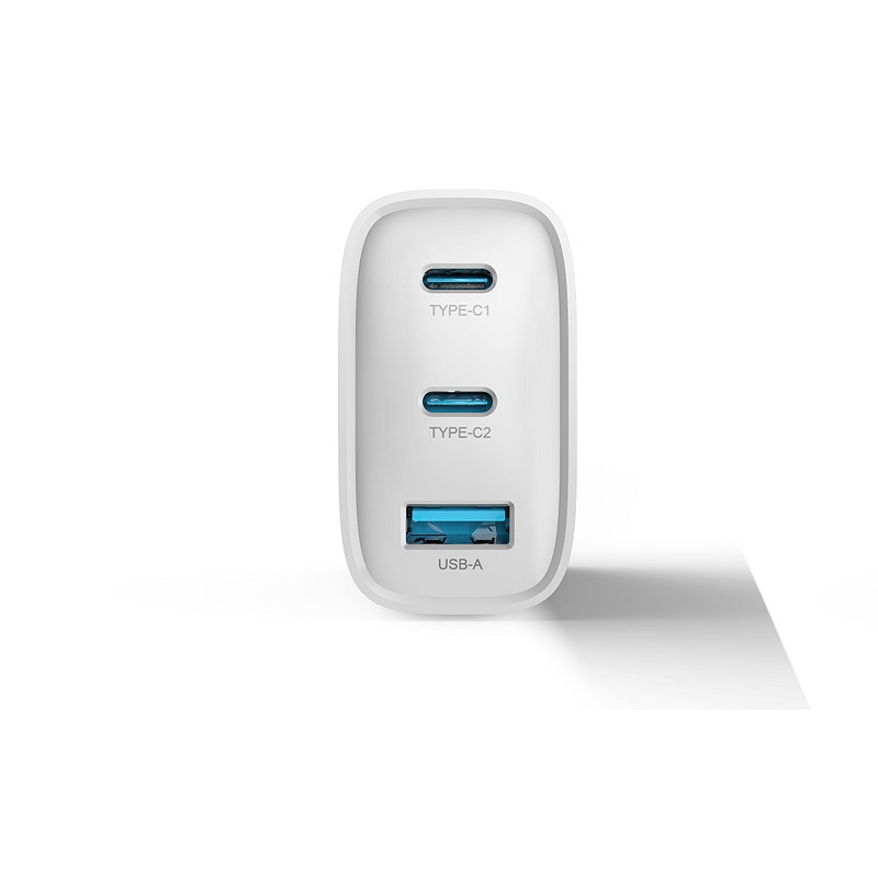 Devia wall charger Extreme PD GaN 65W 2x USB-C 1x USB white + cable USB-C - USB-C laptop charger - Billede 2