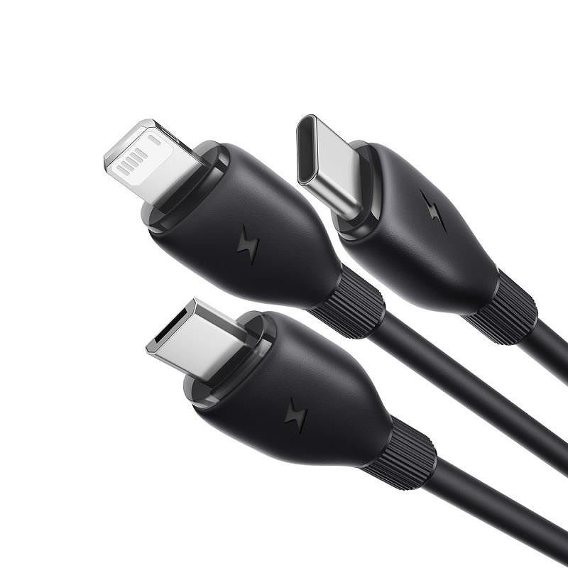 Baseus Ultra-Fast One-for-Three Fast Charging Cable USB-A to M+L+C 3.5A 0.8m Cosmic Black - Billede 2