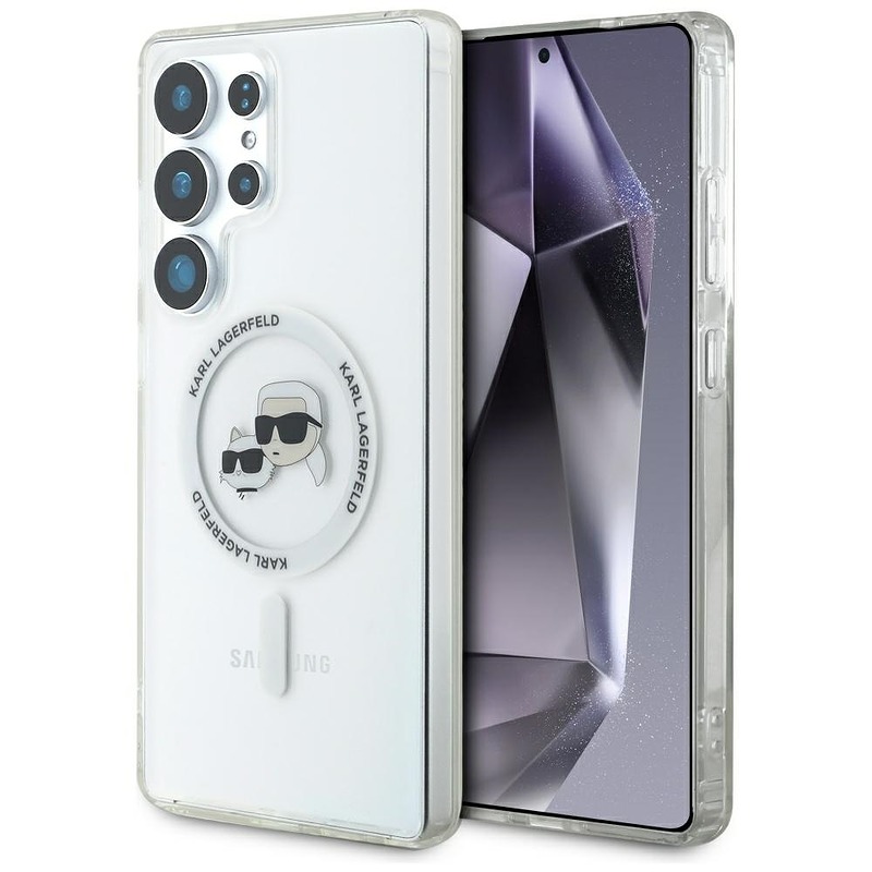 Karl Lagerfeld HC Magnetic IML Metal KC Heads case for Samsung Galaxy S25 Ultra white