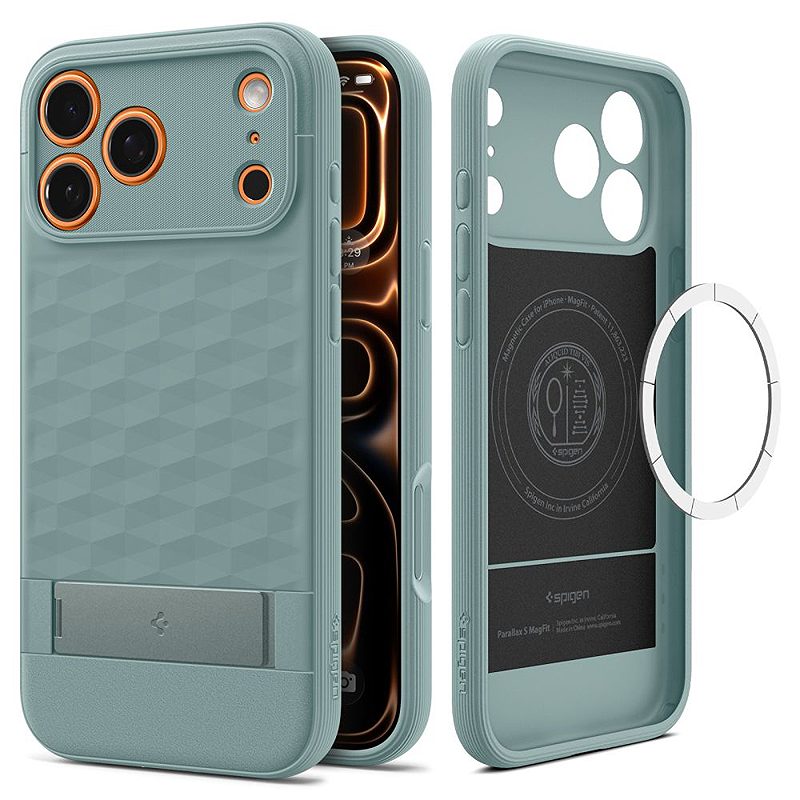 Spigen Parallax ”S” Mag Magsafe case for iPhone 17 Pro Max Sage Green