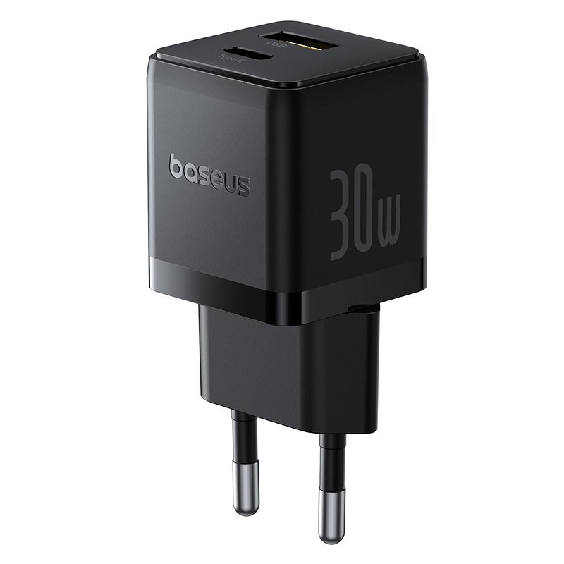 Baseus Palm Fast Charger Wall Charger 30W USB-C USB-A EU Cluster Black