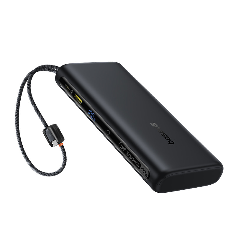 Baseus digital display power bank with dual built-in usb-c cables 20000mAh 100W Cosmic Black - Billede 2
