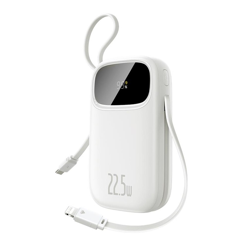 Baseus Qpow3 Digital Display Fast Charging power bank 22.5W 10000mAh Moon White - Billede 2