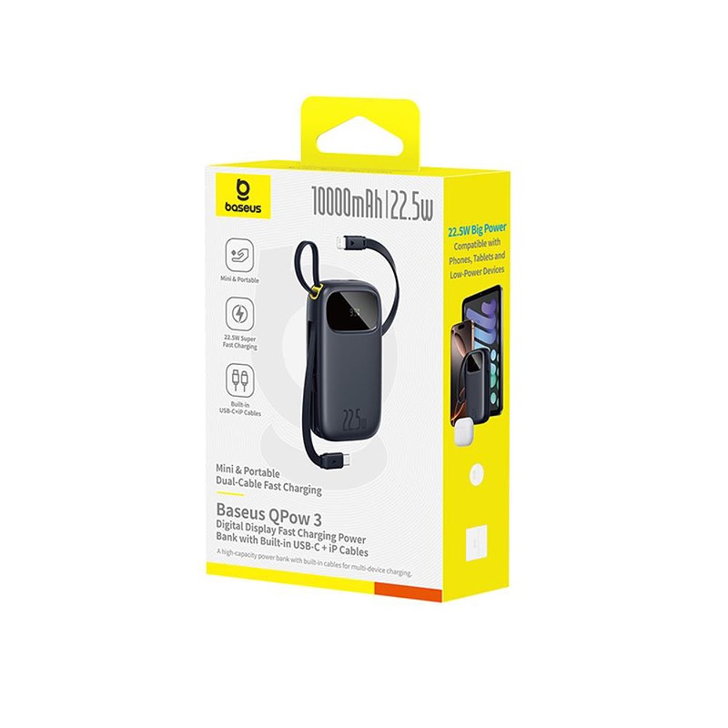 Baseus Qpow3 Digital Display Fast Charging power bank 22.5W 10000mAh Cosmic Black - Billede 3