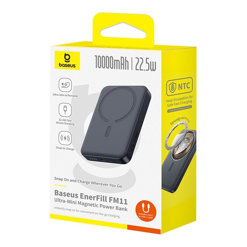 Baseus EnerFill FM11 Mini Magnetic Wireless Fast Charging power bank 22.5W 10000mAh Black - Billede 5