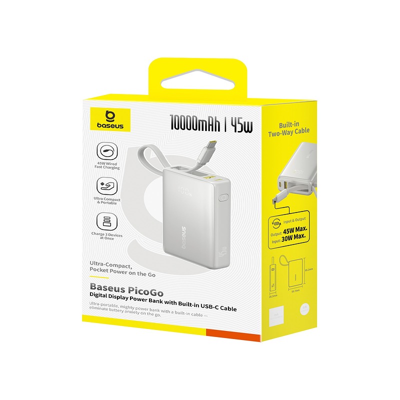 Baseus power bank PicoGo Digital Display Power Bank 10000mAh 45W Galaxy Natural Titanium - Billede 4