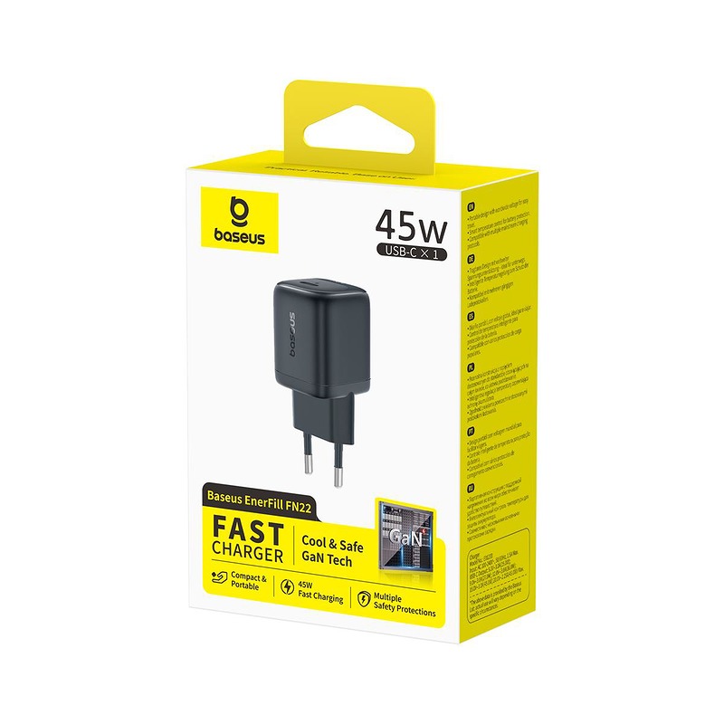 Baseus Enerfill FN22 Fast Charger 45W Wall Charger 1× USB-C Black - Billede 3