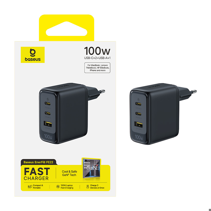Baseus Enerfill FE22 wall charger 100W 2C+U black - Billede 2