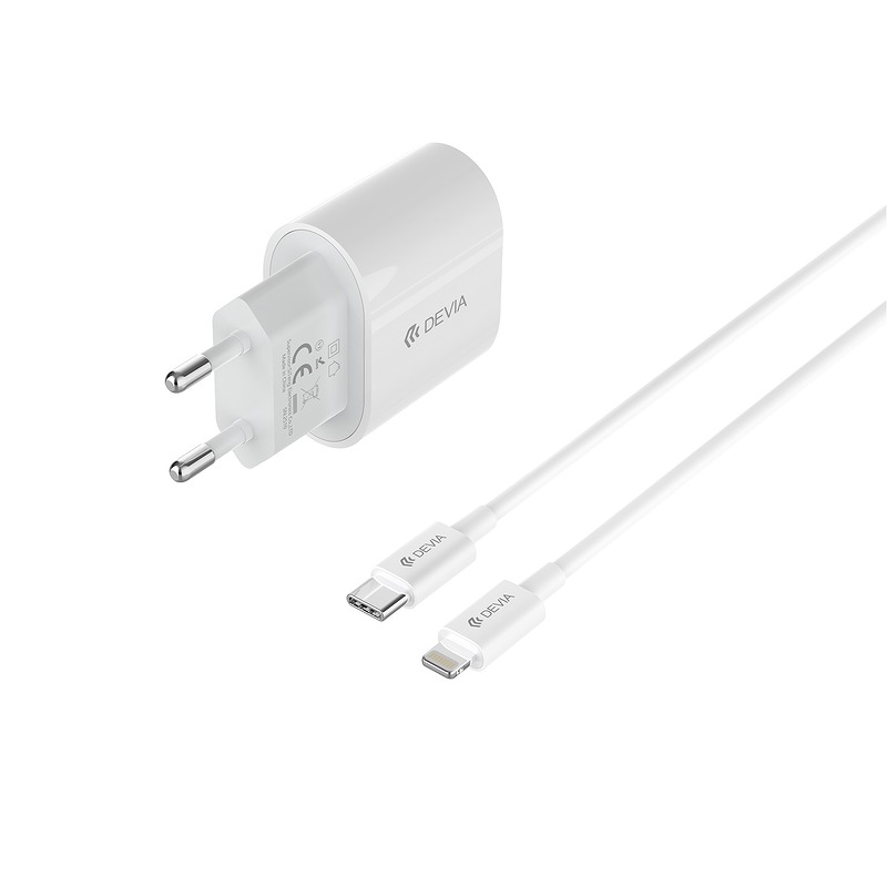 Devia wall charger Pro6 QC 1xUSB-C 20W + USB-C-Lightning cable white