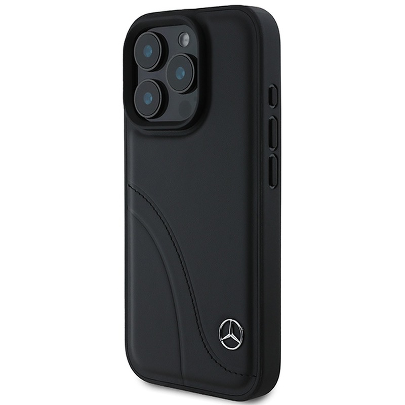 Mercedes case for iPhone 16 Pro Max 6,9" MEHCP16X23RBCSK Hardcase MB Curved Stitches Leather black - Billede 2