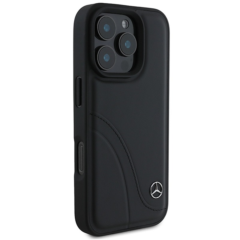 Mercedes case for iPhone 16 Pro Max 6,9" MEHCP16X23RBCSK Hardcase MB Curved Stitches Leather black - Billede 4