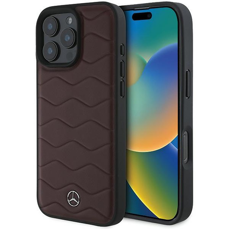 Mercedes case for iPhone 16 Pro Max 6,9" MEHCP16X23RWRSR Hardcase MB Waves Leather red