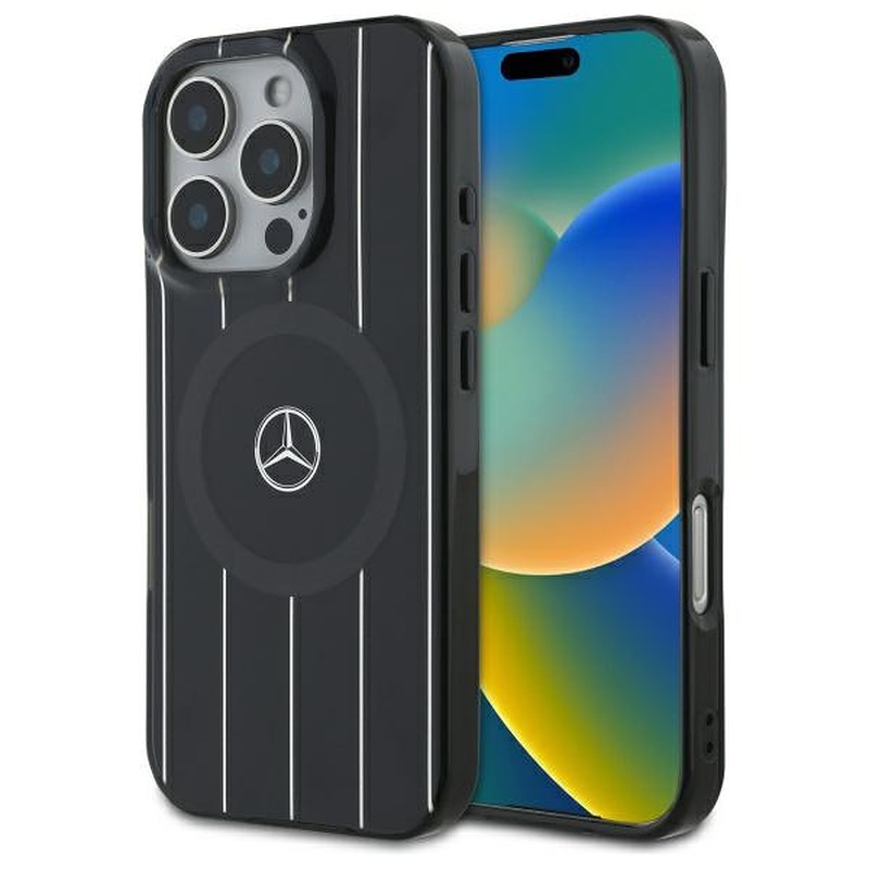 Mercedes case for iPhone 16 Pro 6,3" MEHMP16L23HRSK Hardcase MB Double Layer Crossed Lines MagSafe black