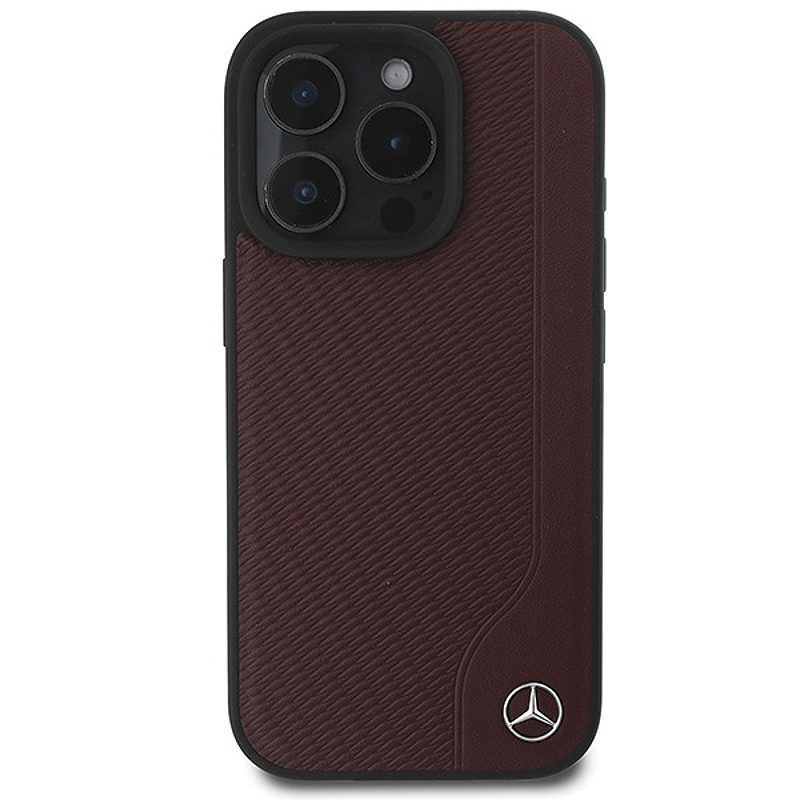 Mercedes case for iPhone 16 Pro 6,3" MEHMP16L23RBGVR Hardcase MB Wood Imitation Leather MagSafe red - Billede 3