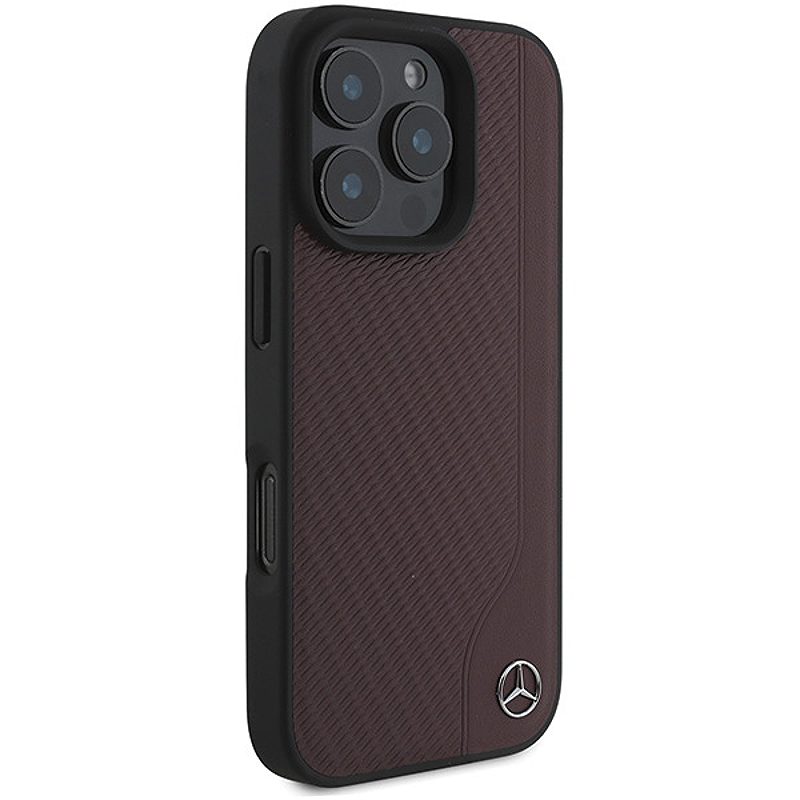 Mercedes case for iPhone 16 Pro 6,3" MEHMP16L23RBGVR Hardcase MB Wood Imitation Leather MagSafe red - Billede 4