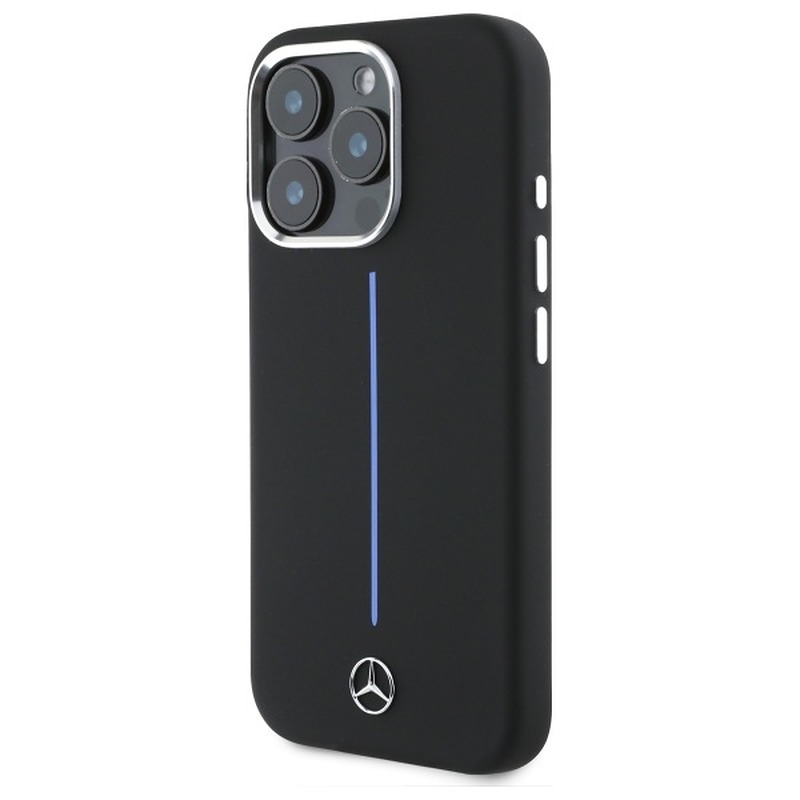 Mercedes case for iPhone 16 Pro 6,3" MEHMP16L23SUMBK Hardcase Silicone Blue Stripe MagSafe black - Billede 2