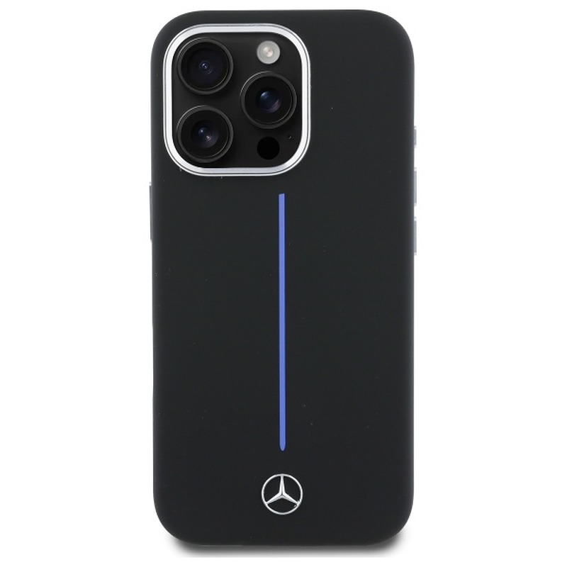 Mercedes case for iPhone 16 Pro 6,3" MEHMP16L23SUMBK Hardcase Silicone Blue Stripe MagSafe black - Billede 3