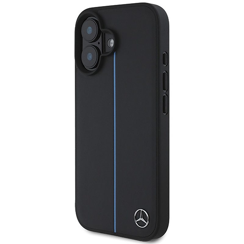 Mercedes case for iPhone 16 6,1" MEHMP16S23RURBK Hardcase MB Blue Line Leather MagSafe black - Billede 2