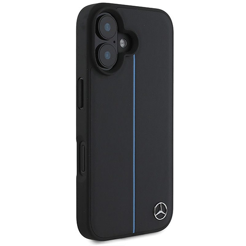 Mercedes case for iPhone 16 6,1" MEHMP16S23RURBK Hardcase MB Blue Line Leather MagSafe black - Billede 4