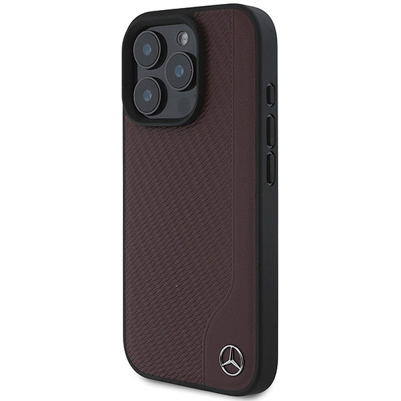 Mercedes case for iPhone 16 Pro Max 6,9" MEHMP16X23RBGVR Hardcase MB Wood Imitation Leather MagSafe red - Billede 2