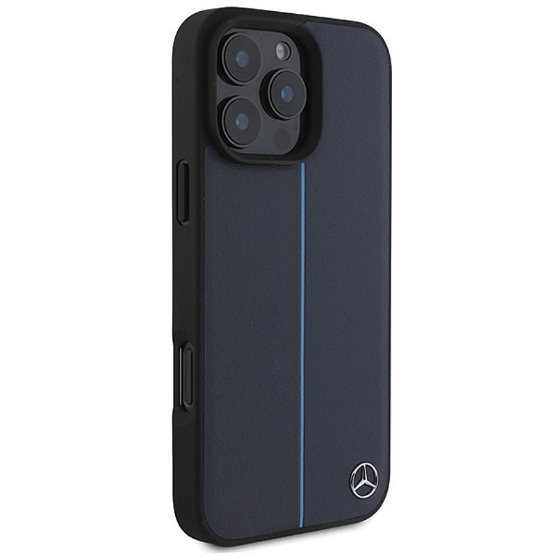 Mercedes case for iPhone 16 Pro Max 6,9" MEHMP16X23RURBV Hardcase MB Blue Line Leather MagSafe navy blue - Billede 4