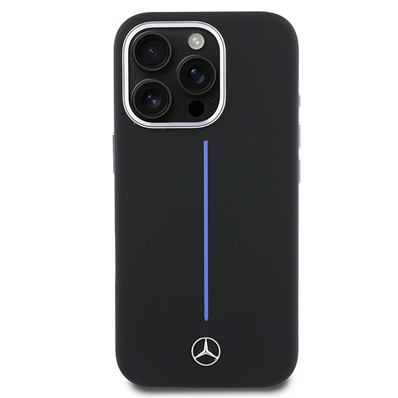 Mercedes case for iPhone 16 Pro Max 6,9" MEHMP16X23SUMBK Hardcase Silicone Blue Stripe MagSafe black - Billede 3
