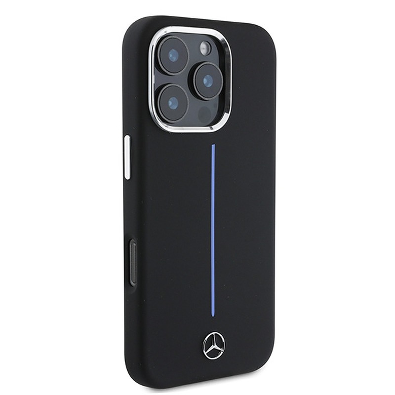 Mercedes case for iPhone 16 Pro Max 6,9" MEHMP16X23SUMBK Hardcase Silicone Blue Stripe MagSafe black - Billede 4