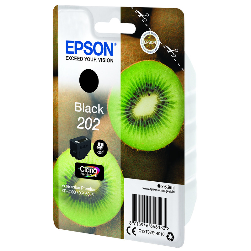 Epson Kiwi 202 blækpatron 1 stk Original Standard udbytte Sort