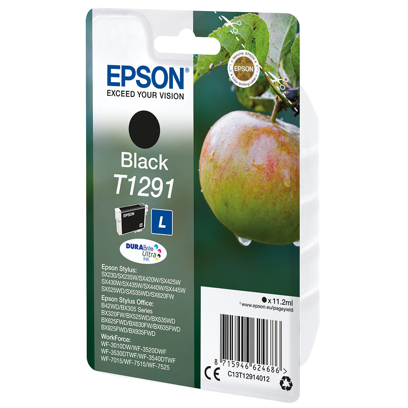 Epson Apple T1291 æble DURABrite Ultra enkeltpakke sort blæk