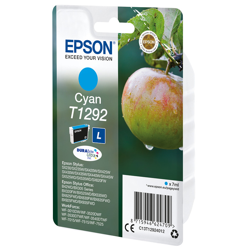 Epson T1292 æble DURABrite Ultra enkeltpakke cyan blæk
