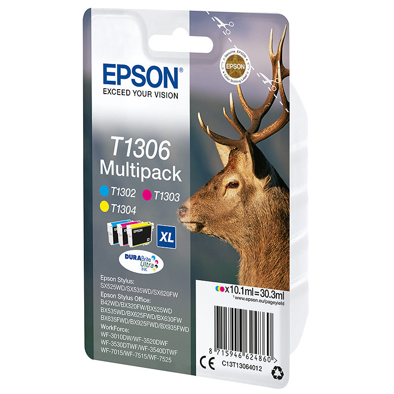 Epson Stag T1306 kronhjort DURABrite Ultra multipakke 3-farve blæk