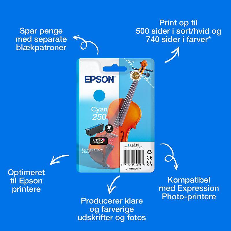 Epson 250 Violin Claria Photo HD ink cartridge - Billede 2