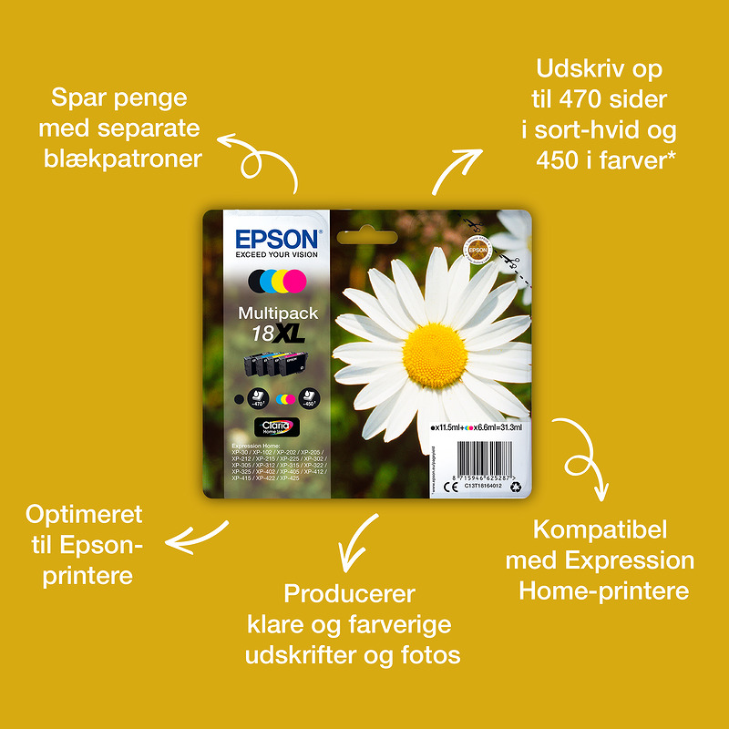 Epson Daisy 18 marguerit Claria Home enkeltpakke sort blæk - Billede 7