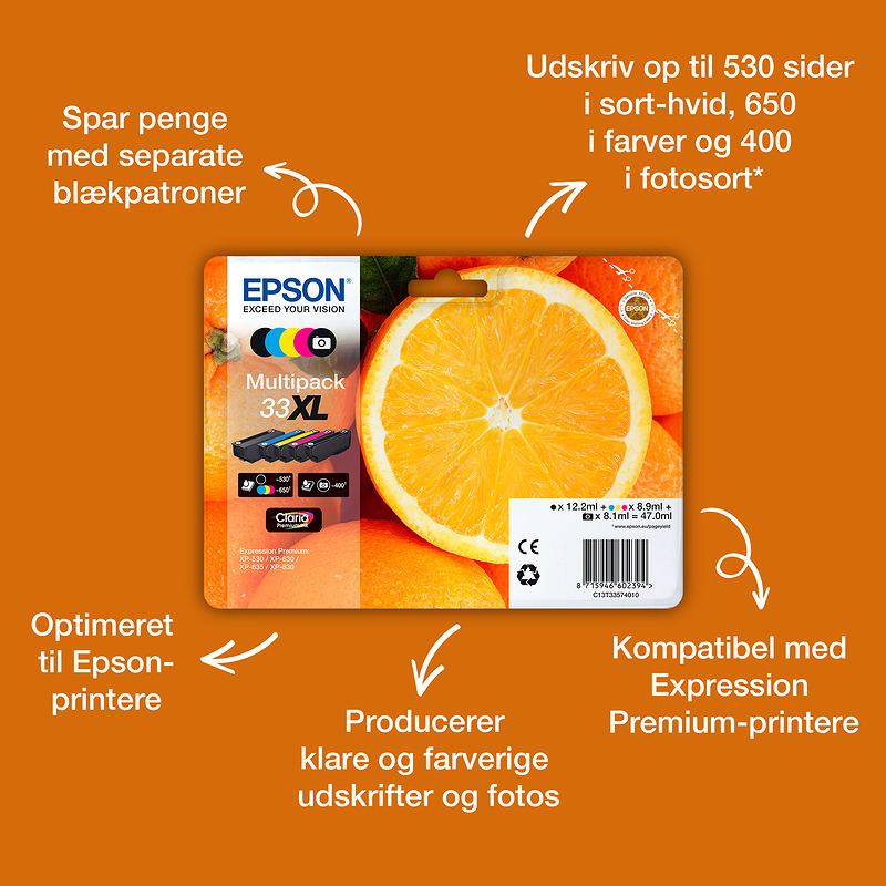 Blækpatron, Epson 33XL Multipack - Billede 5