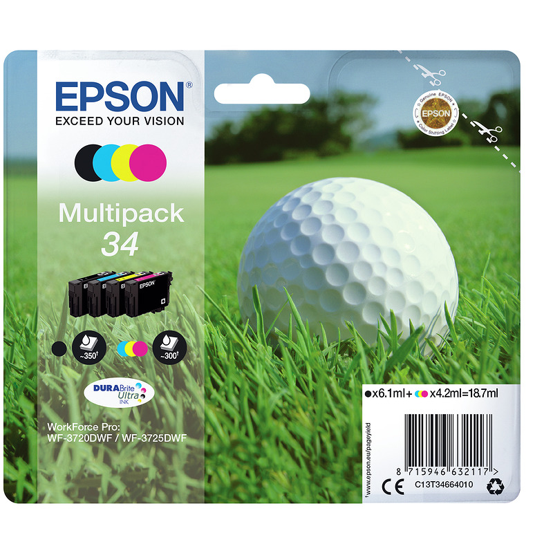 Epson Golf ball 34 golfbold DURABrite Ultra multipakke 4-farve blæk