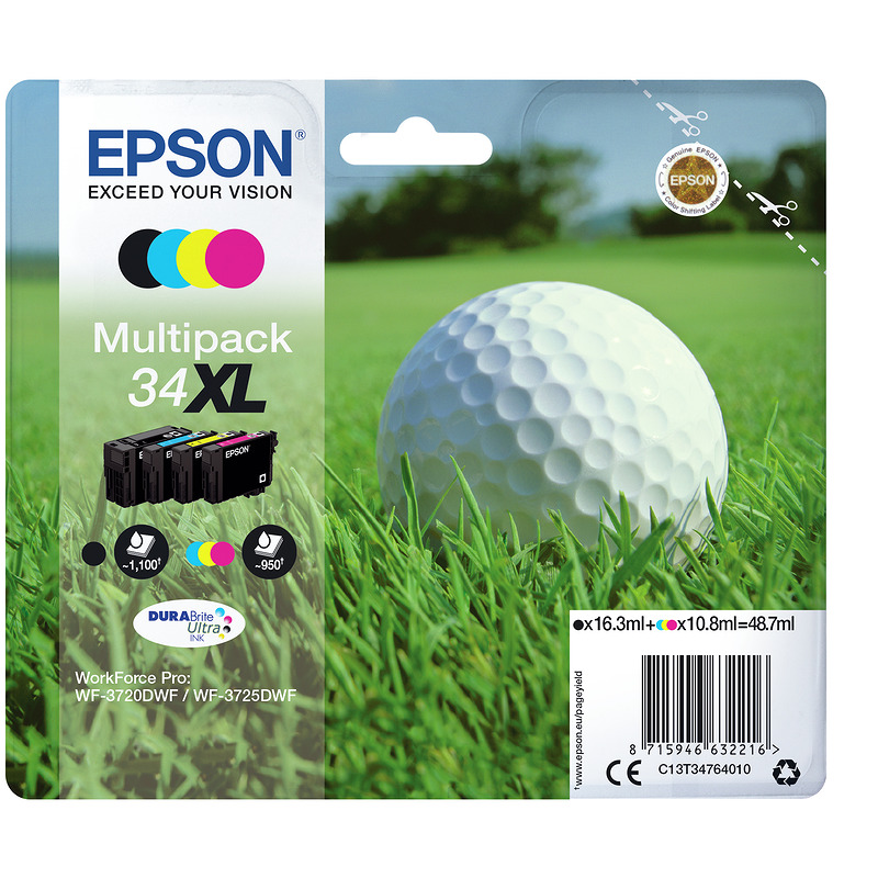 Epson Golf ball 34XL golfbold DURABrite Ultra multipakke 4-farve blæk