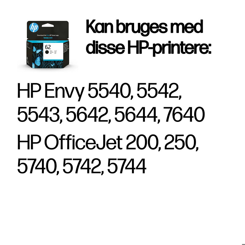 Blækpatron, HP 62 - Billede 2