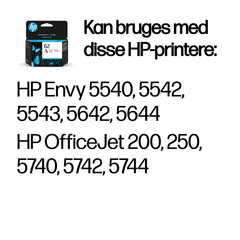HP Original 62-blækpatron, trefarvet - Billede 2