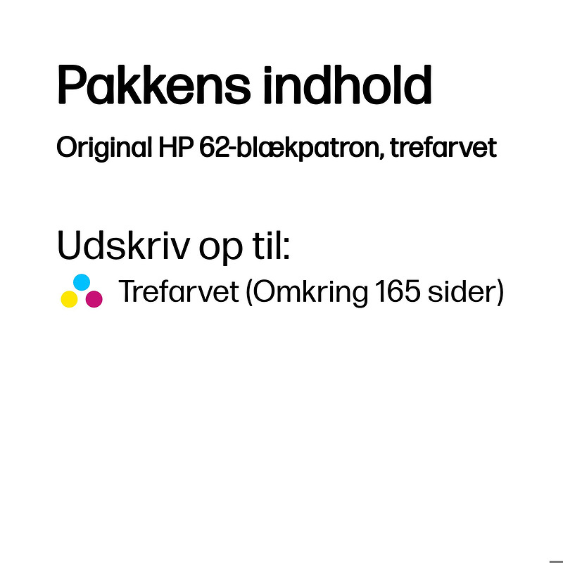 HP Original 62-blækpatron, trefarvet - Billede 3