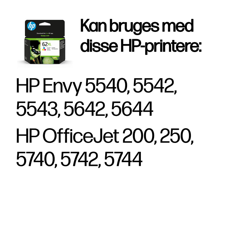 Blækpatron, HP 62XL - Billede 2
