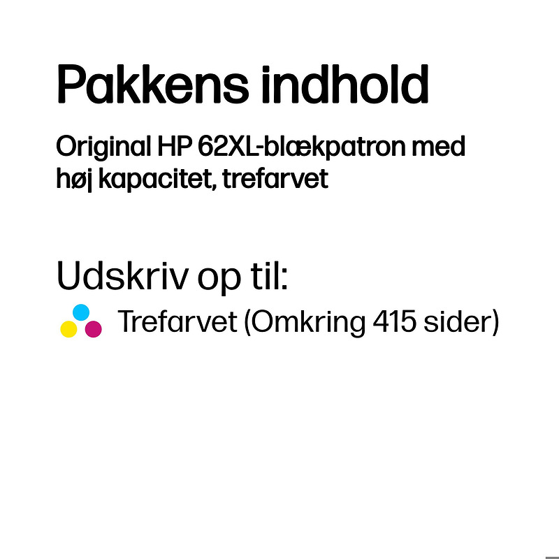 Blækpatron, HP 62XL - Billede 3