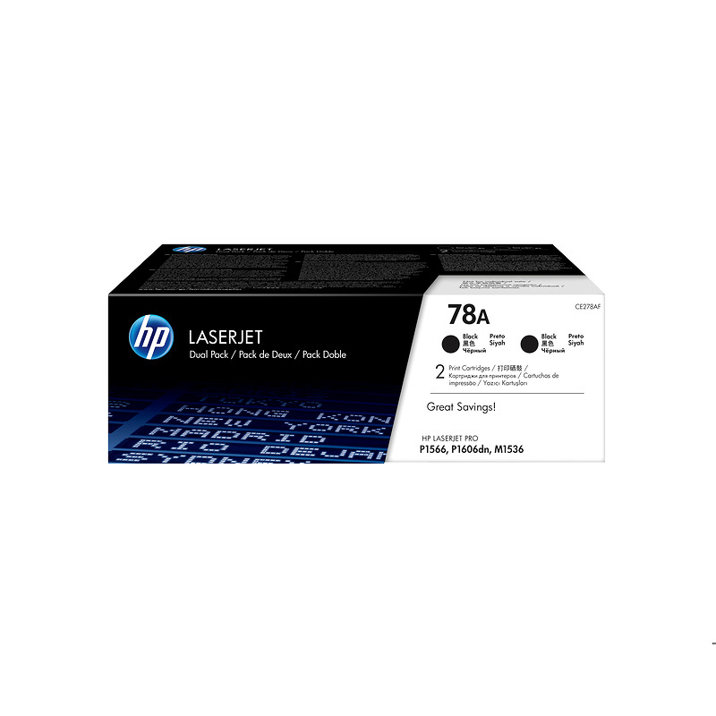 HP Originale 78A LaserJet-tonerpatroner, sort, 2-pak