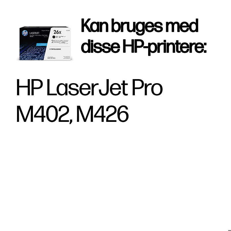 HP Originale 26X LaserJet-tonerpatroner med høj kapacitet, sort, pakke med 2 stk. - Billede 2