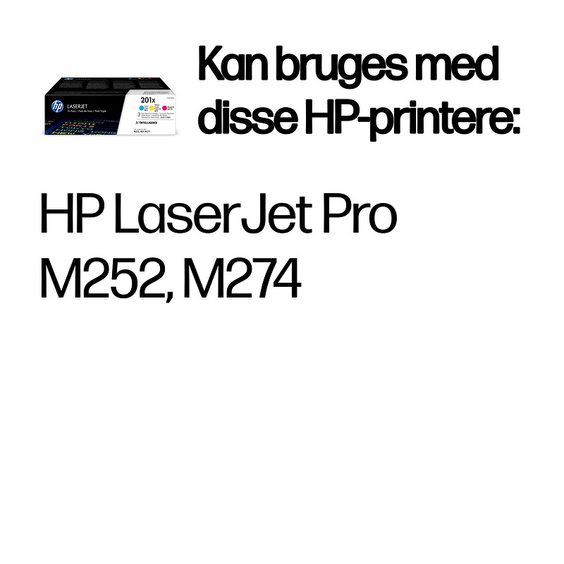 HP Originale 201X LaserJet-tonerpatroner med høj kapacitet, cyan/magenta/gul, pakke med 3 stk. - Billede 2