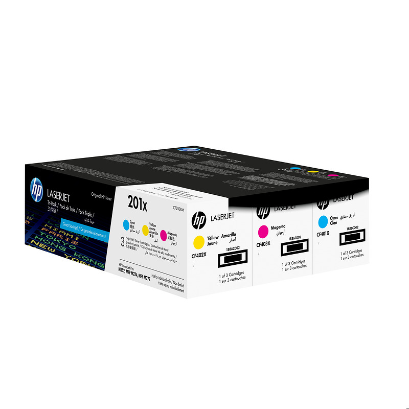 HP Originale 201X LaserJet-tonerpatroner med høj kapacitet, cyan/magenta/gul, pakke med 3 stk. - Billede 4