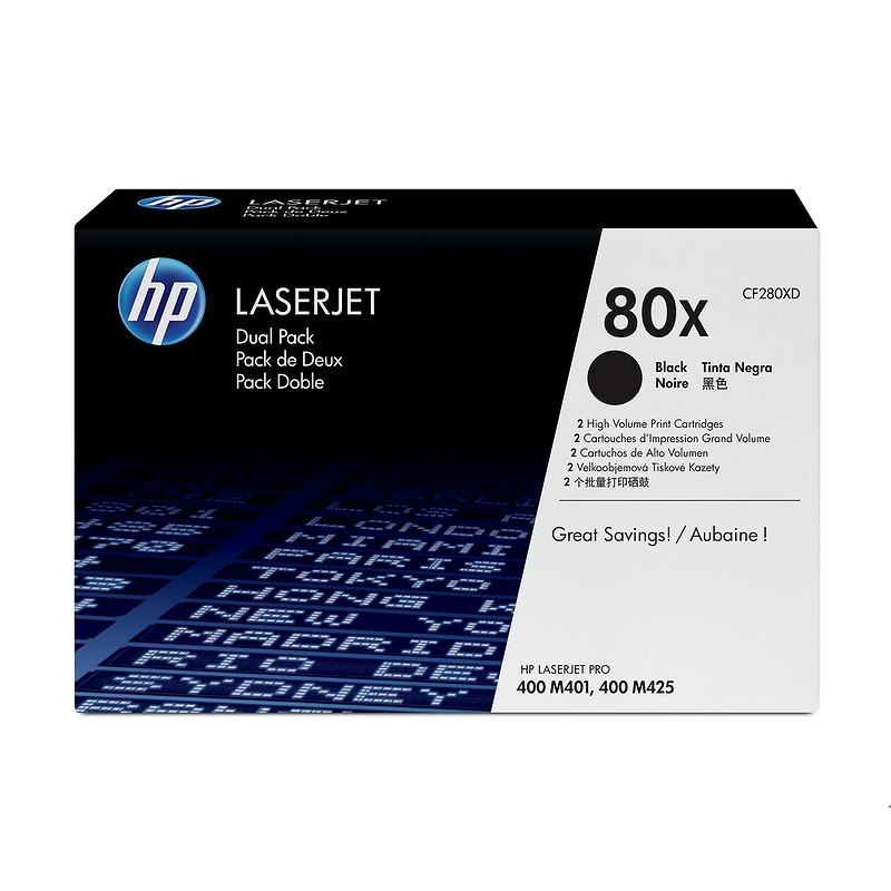 HP Originale 80X LaserJet-tonerpatroner med høj kapacitet, sort, 2-pak