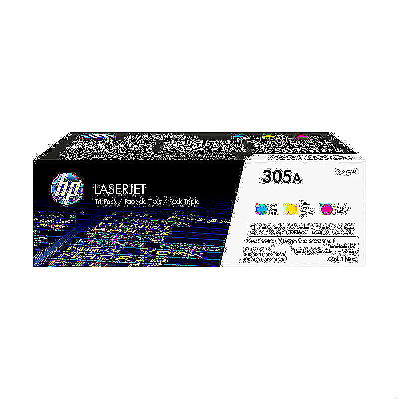 HP 305A Pakke med 3 stk., cyan/magenta/gul, originale blækpatroner