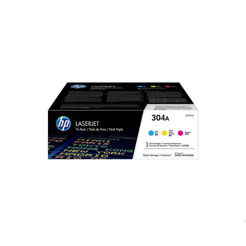 HP 304A Pakke med 3 stk., cyan/magenta/gul, originale blækpatroner